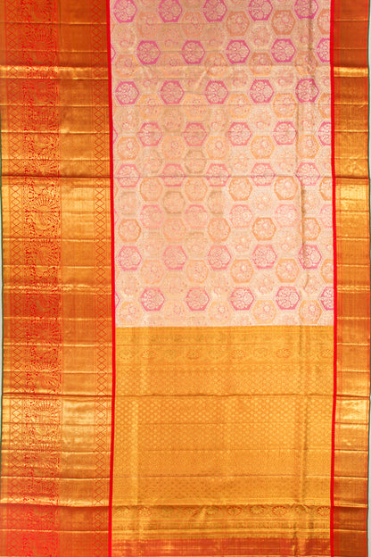 Kanchipuram Silk Tissue Brocade Pink Saere