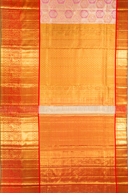 Kanchipuram Silk Tissue Brocade Pink Saree