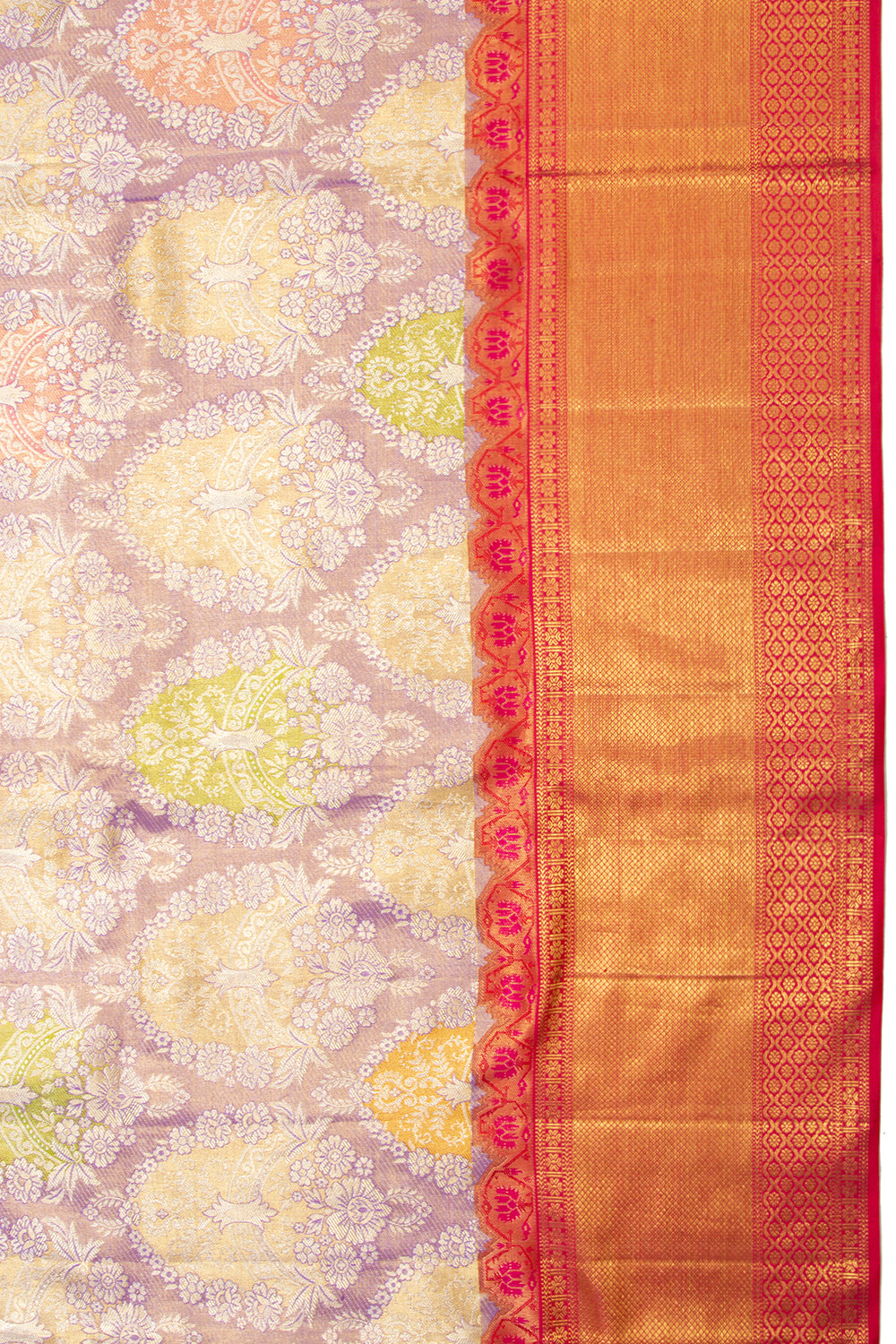 Kanchipuram Silk Tissue Brocade Lavender Saree