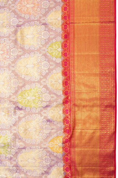 Kanchipuram Silk Tissue Brocade Lavender Saree