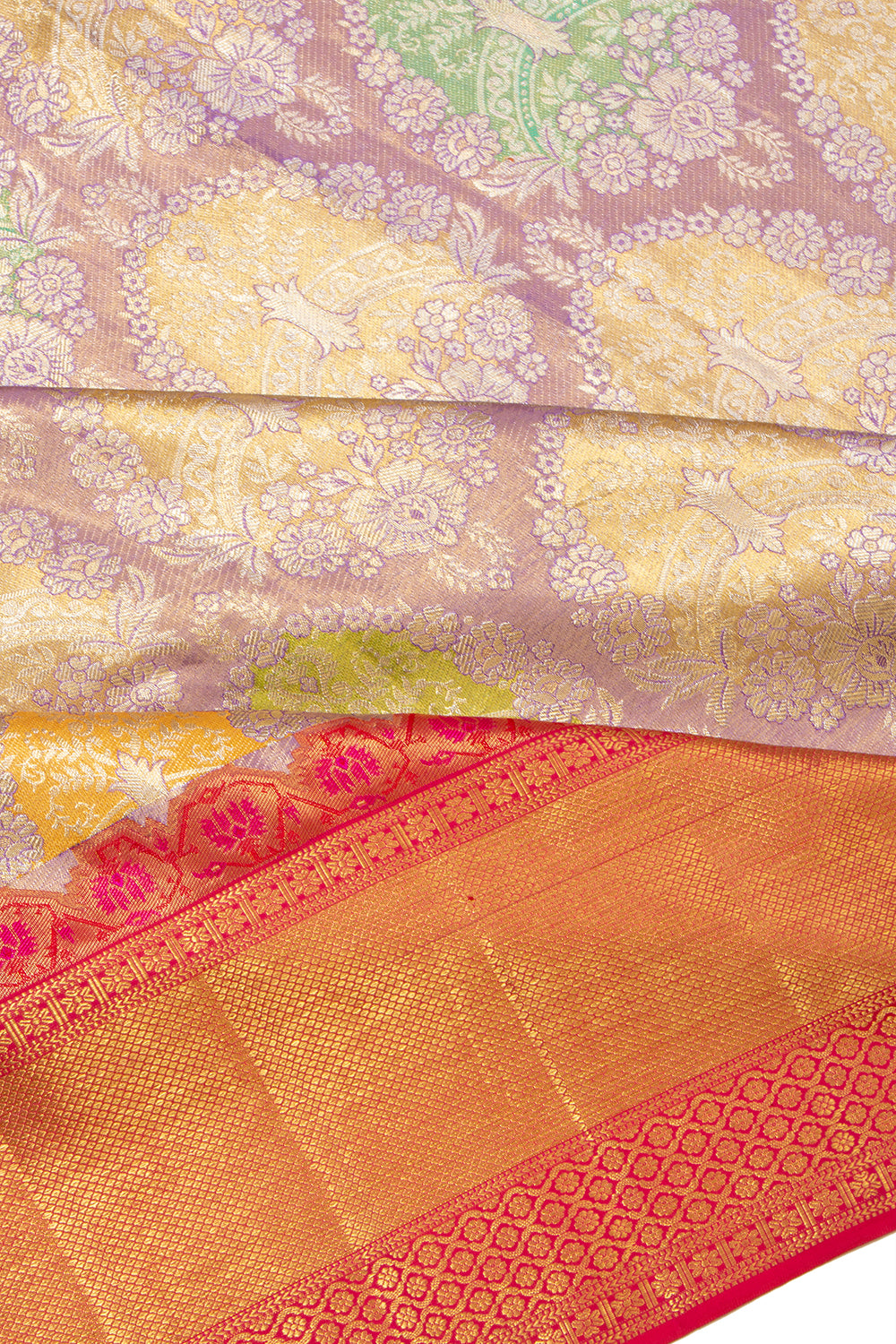 Kanchipuram Silk Tissue Brocade Lavender Saree