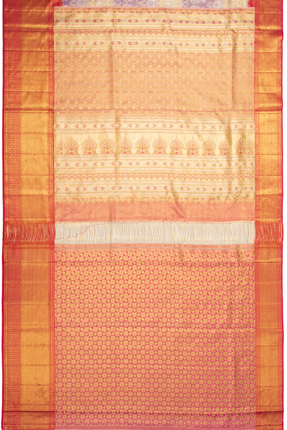 Kanchipuram Silk Tissue Brocade Lavender Saree