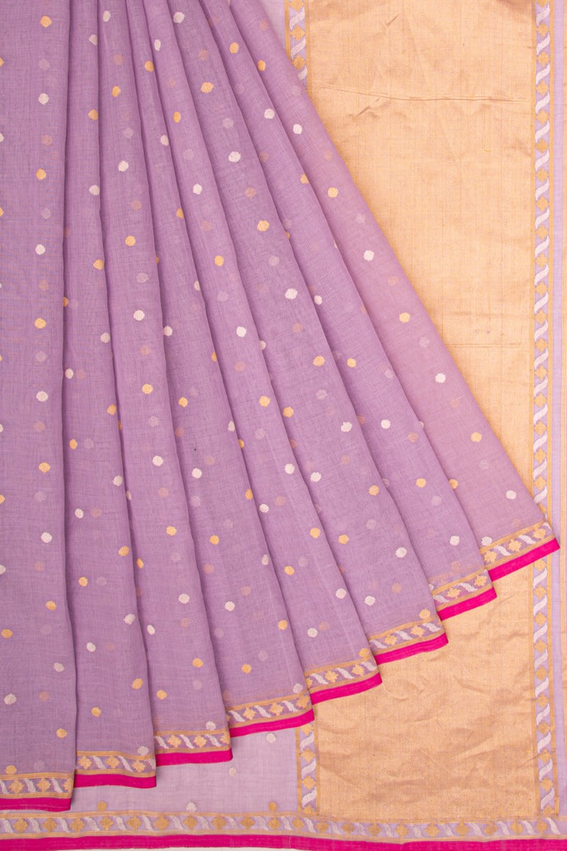 Banarasi Cotton Butta Lilac Saree