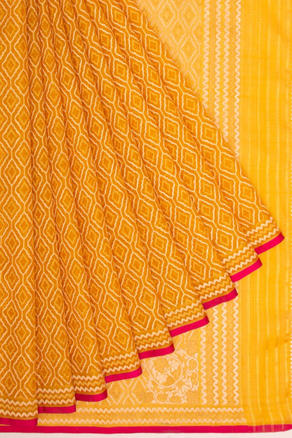 Banarasi Kora Organza Jamdani Mustard Yellow Saree