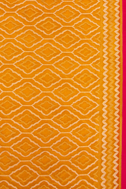 Banarasi Kora Organza Jamdani Mustard Yellow Saree