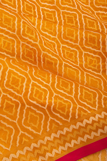 Banarasi Kora Organza Jamdani Mustard Yellow Saree