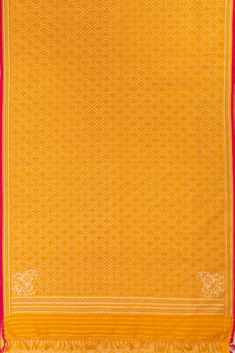 Banarasi Kora Organza Jamdani Mustard Yellow Saree