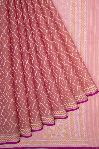 Banarasi Kora Organza Jamdani Peach Saree