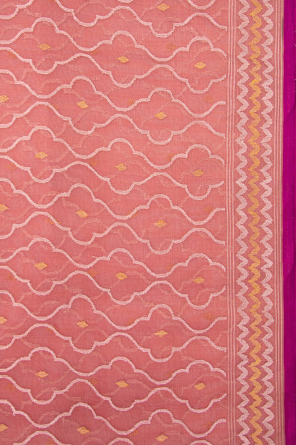 Banarasi Kora Organza Jamdani Peach Saree