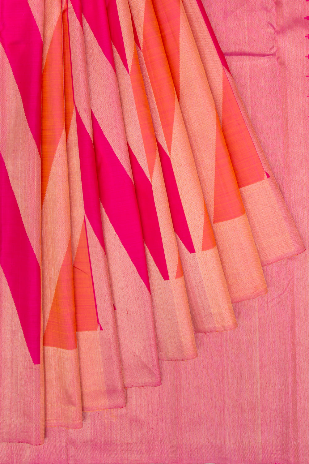 Kanchipuram Silk Geometric Brocade Pink Saree