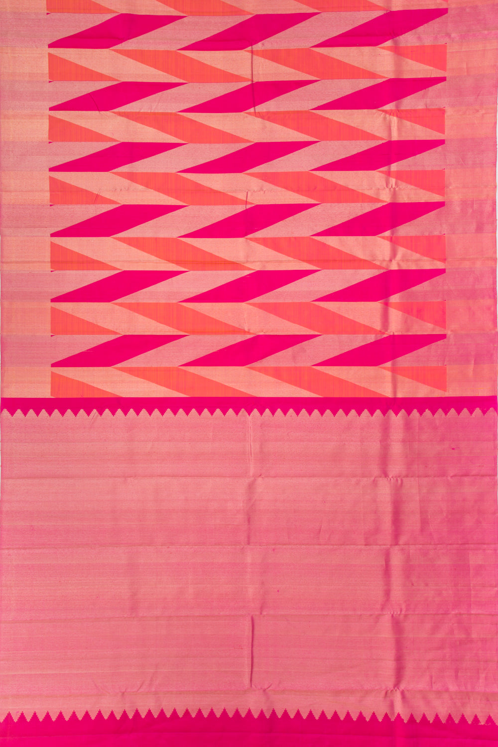 Kanchipuram Silk Geometric Brocade Pink Saree