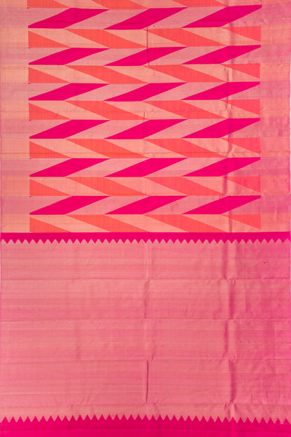 Kanchipuram Silk Geometric Brocade Pink Saree