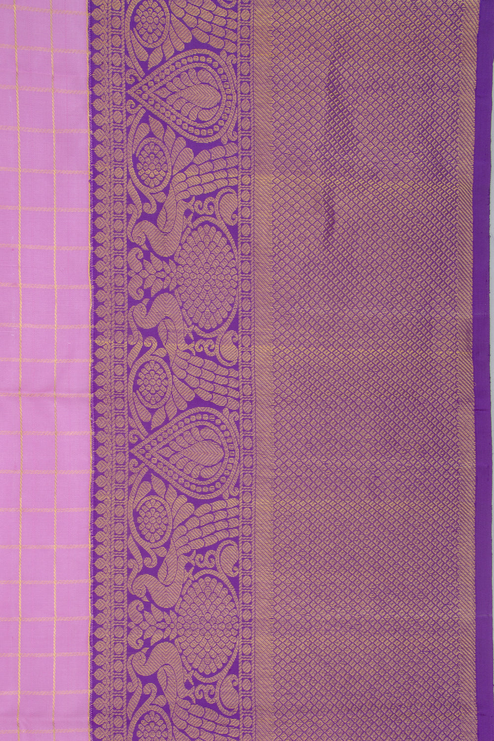 Kanchipuram Silk Checks Lavender Saree