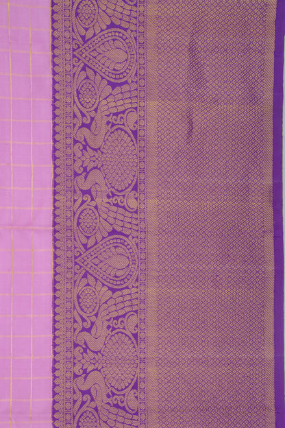 Kanchipuram Silk Checks Lavender Saree