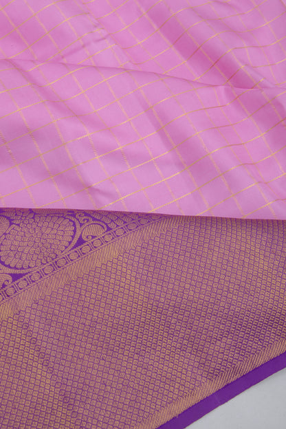 Kanchipuram Silk Checks Lavender Saree