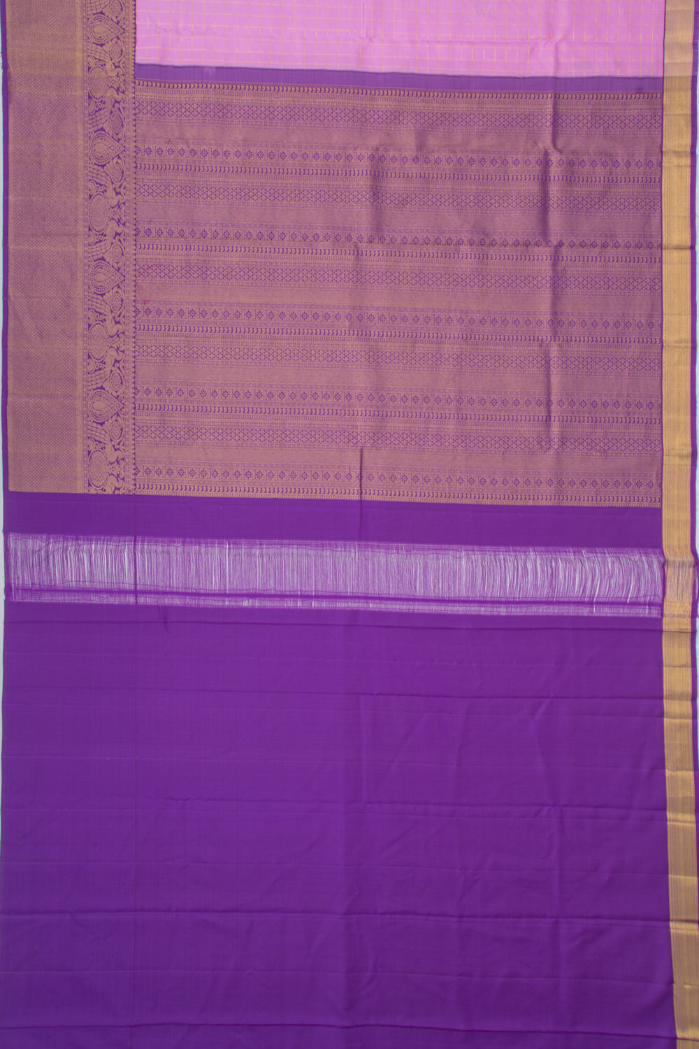 Kanchipuram Silk Checks Lavender Saree