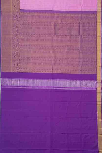 Kanchipuram Silk Checks Lavender Saree