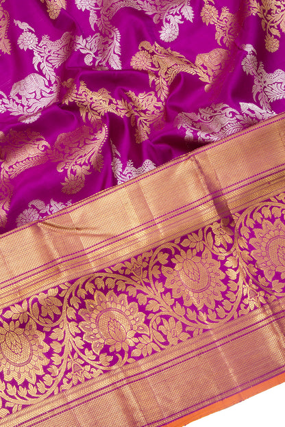 Kanchipuram Silk Jaal Purple Saree