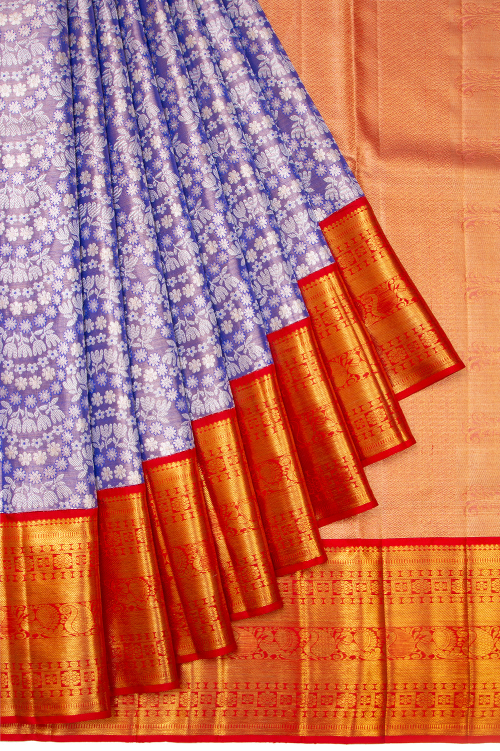 Kanchipuram Silk Tissue Brocade Violet Saree