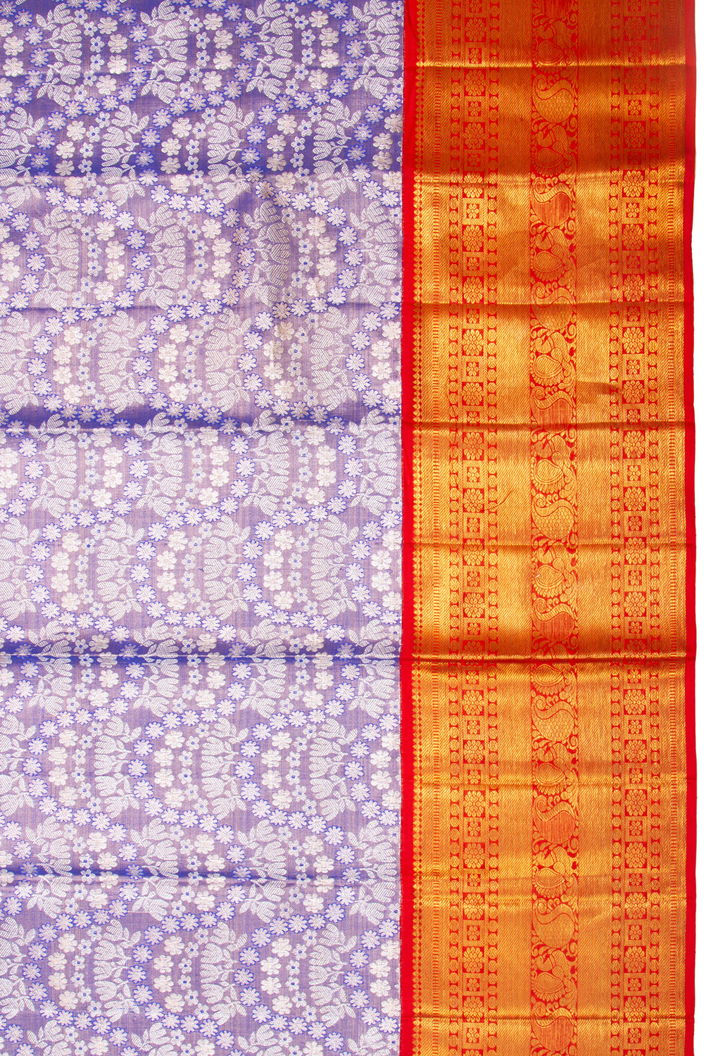 Kanchipuram Silk Tissue Brocade Violet Saree