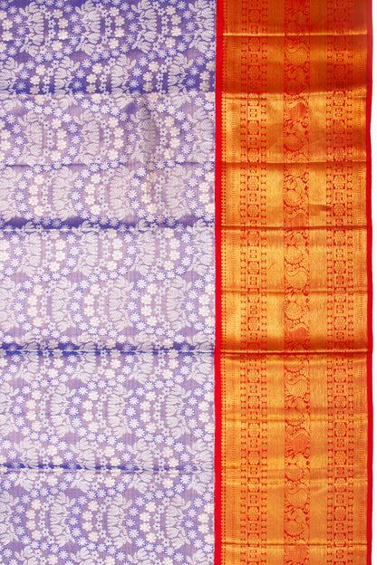 Kanchipuram Silk Tissue Brocade Violet Saree