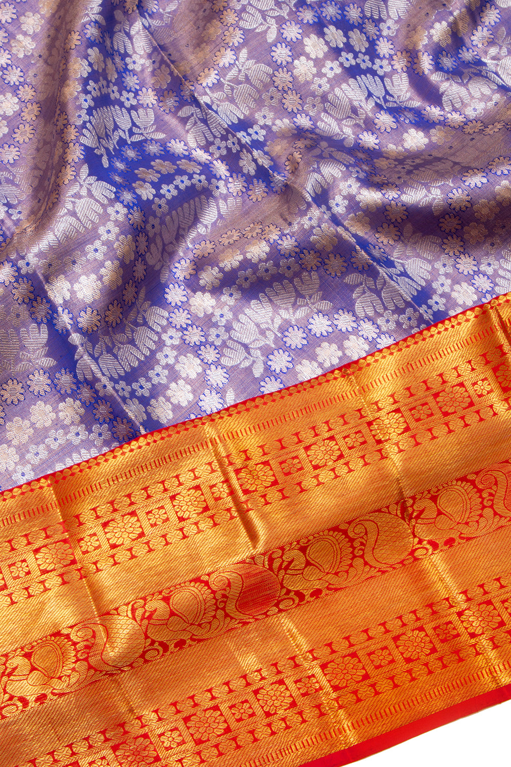 Kanchipuram Silk Tissue Brocade Violet Saree