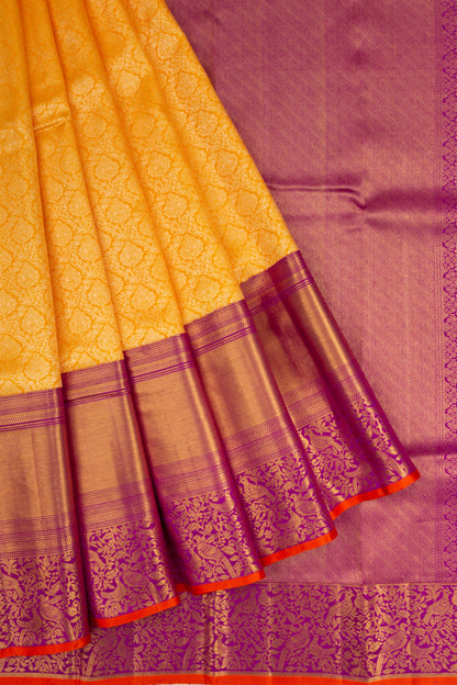 Kanchipuram Silk Brocade Yellow Saree