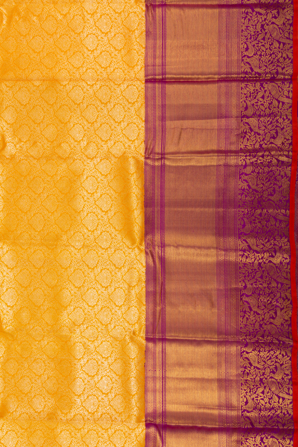 Kanchipuram Silk Brocade Yellow Saree