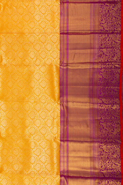 Kanchipuram Silk Brocade Yellow Saree