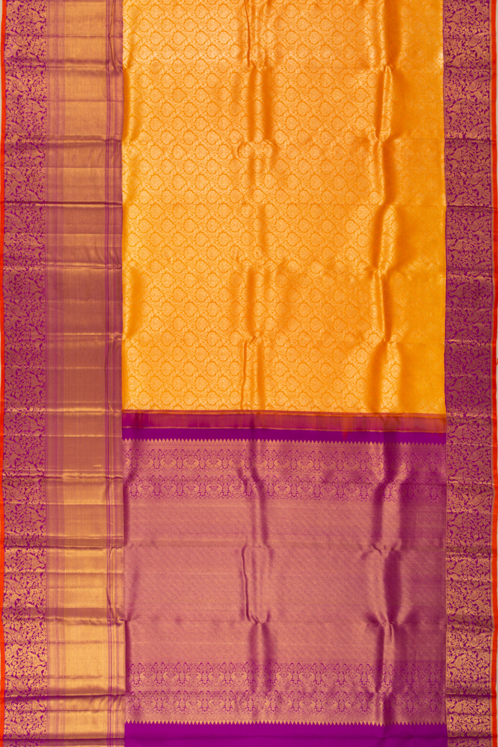 Kanchipuram Silk Brocade Yellow Saree