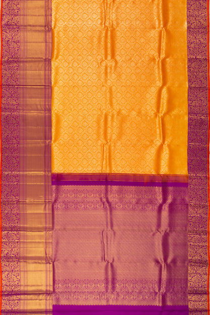 Kanchipuram Silk Brocade Yellow Saree