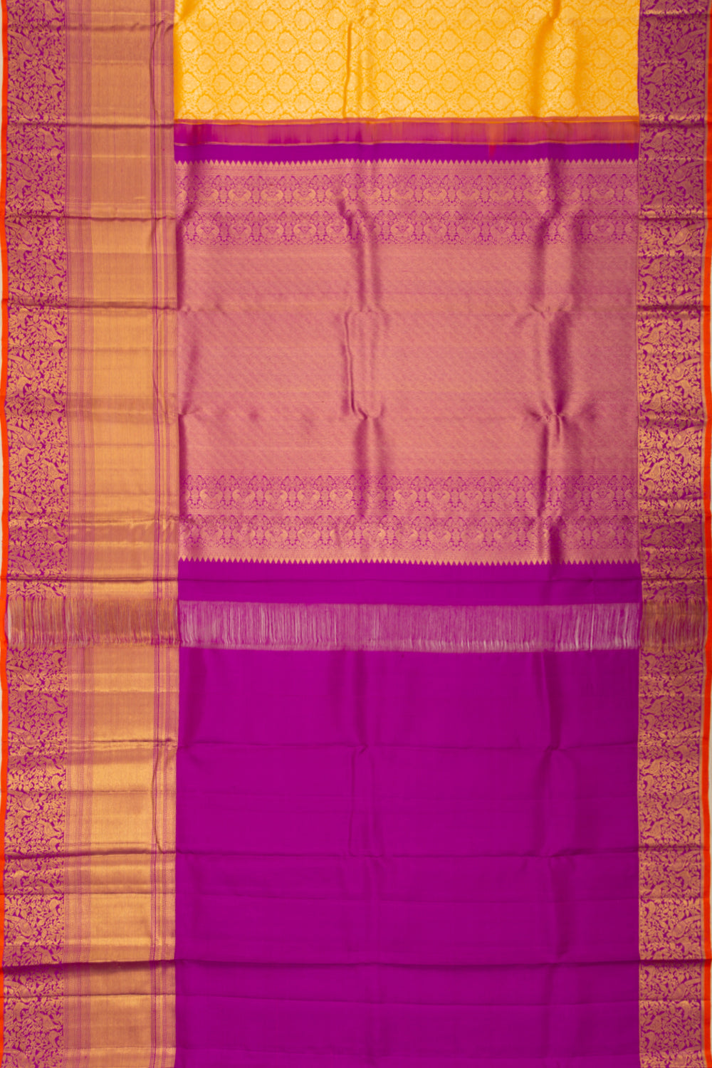 Kanchipuram Silk Brocade Yellow Saree