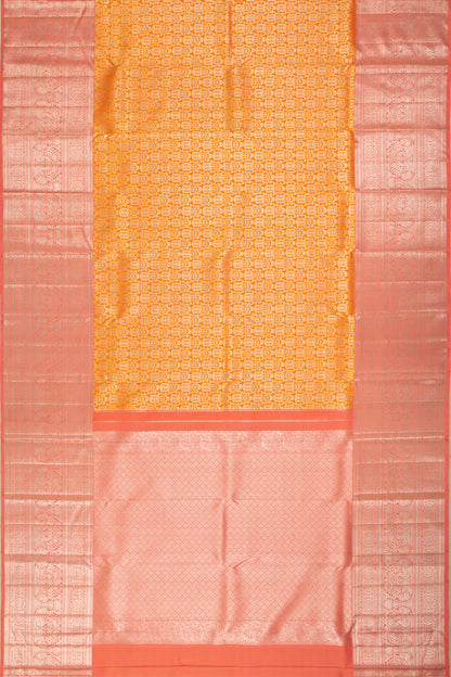 Kanchipuram Silk Brocade Orange Saree