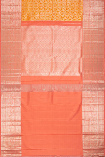 Kanchipuram Silk Brocade Orange Saree