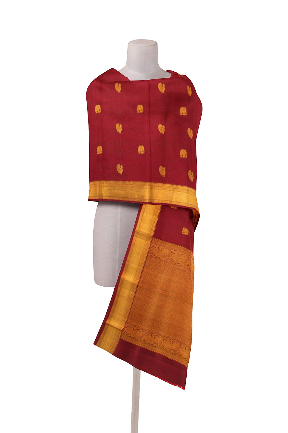 Kanchipuram Silk Butta Maroon Dupatta