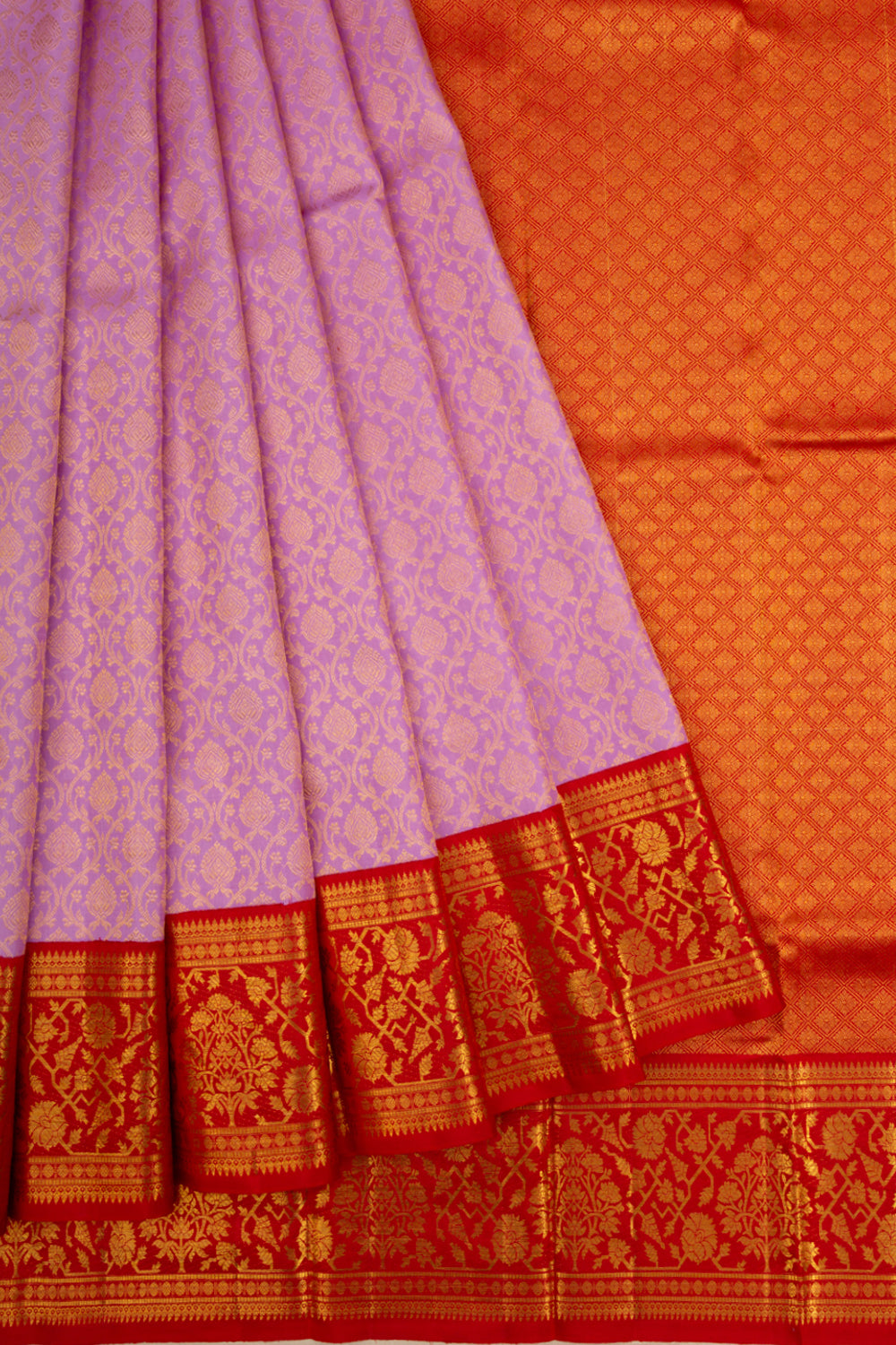 Kanchipuram Silk Brocade Lilac Saree