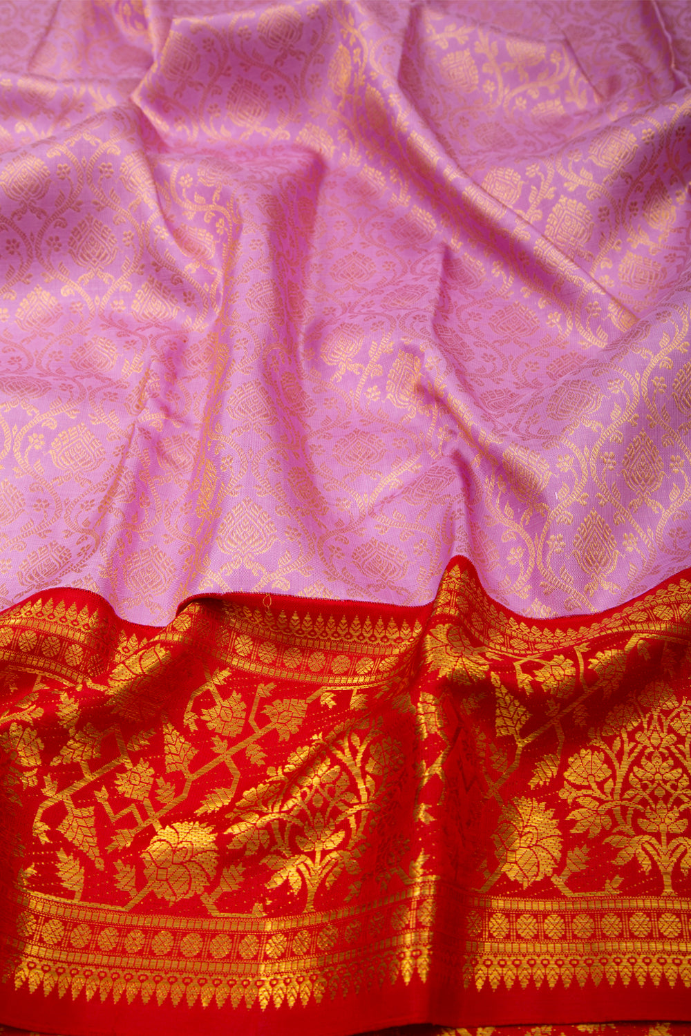 Kanchipuram Silk Brocade Lilac Saree