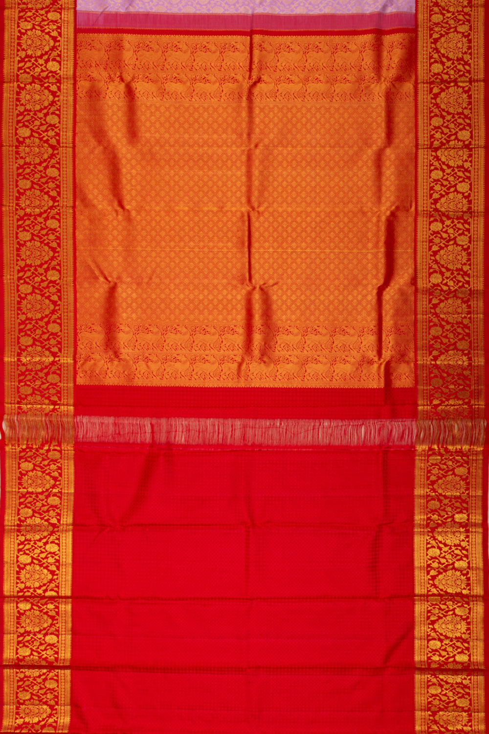 Kanchipuram Silk Brocade Lilac Saree