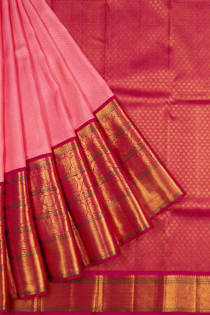 Kanchipuram Silk Brocade Pastel Pink Saree