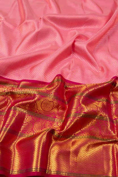 Kanchipuram Silk Brocade Pastel Pink Saree