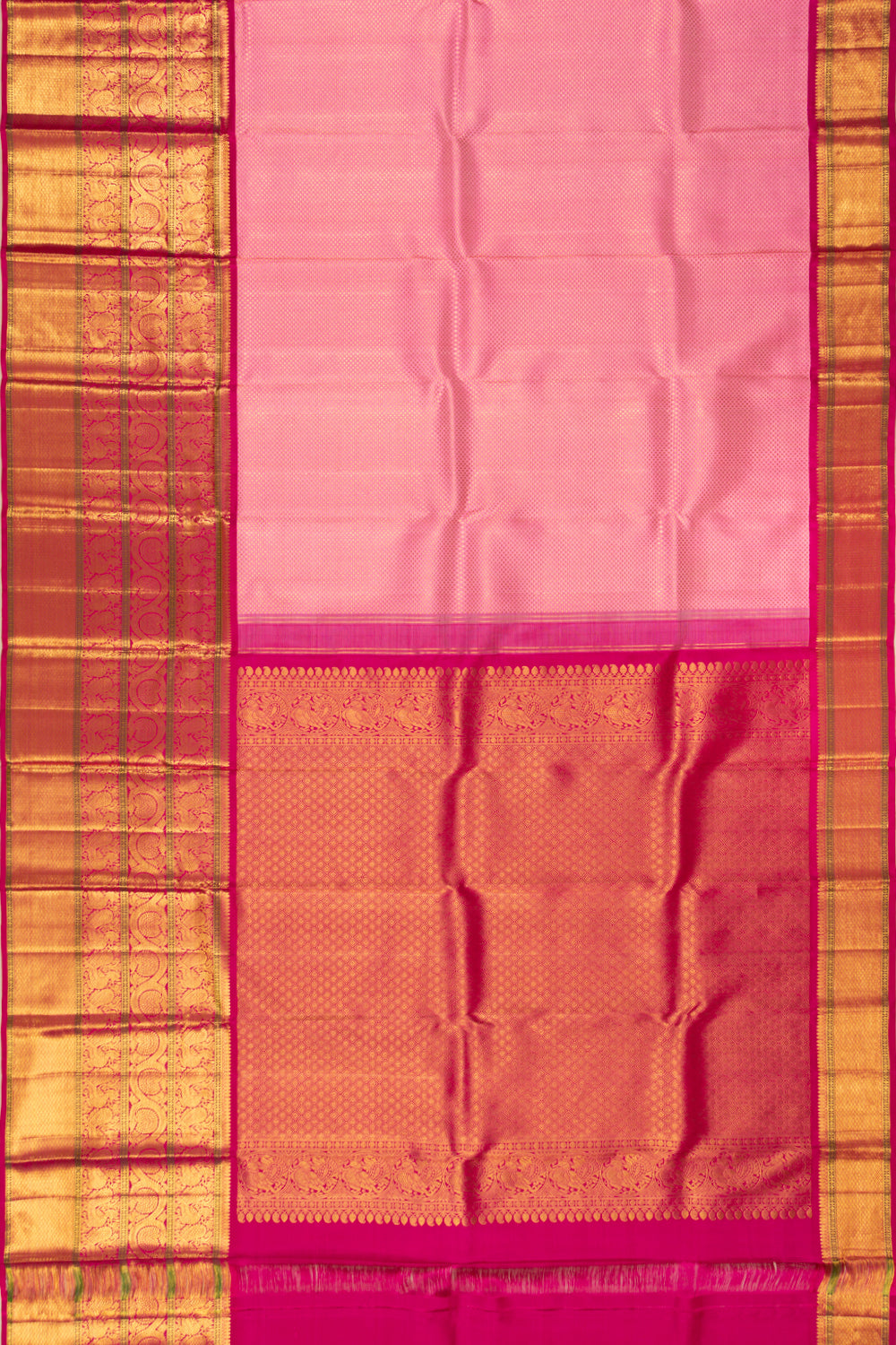 Kanchipuram Silk Brocade Pastel Pink Saree