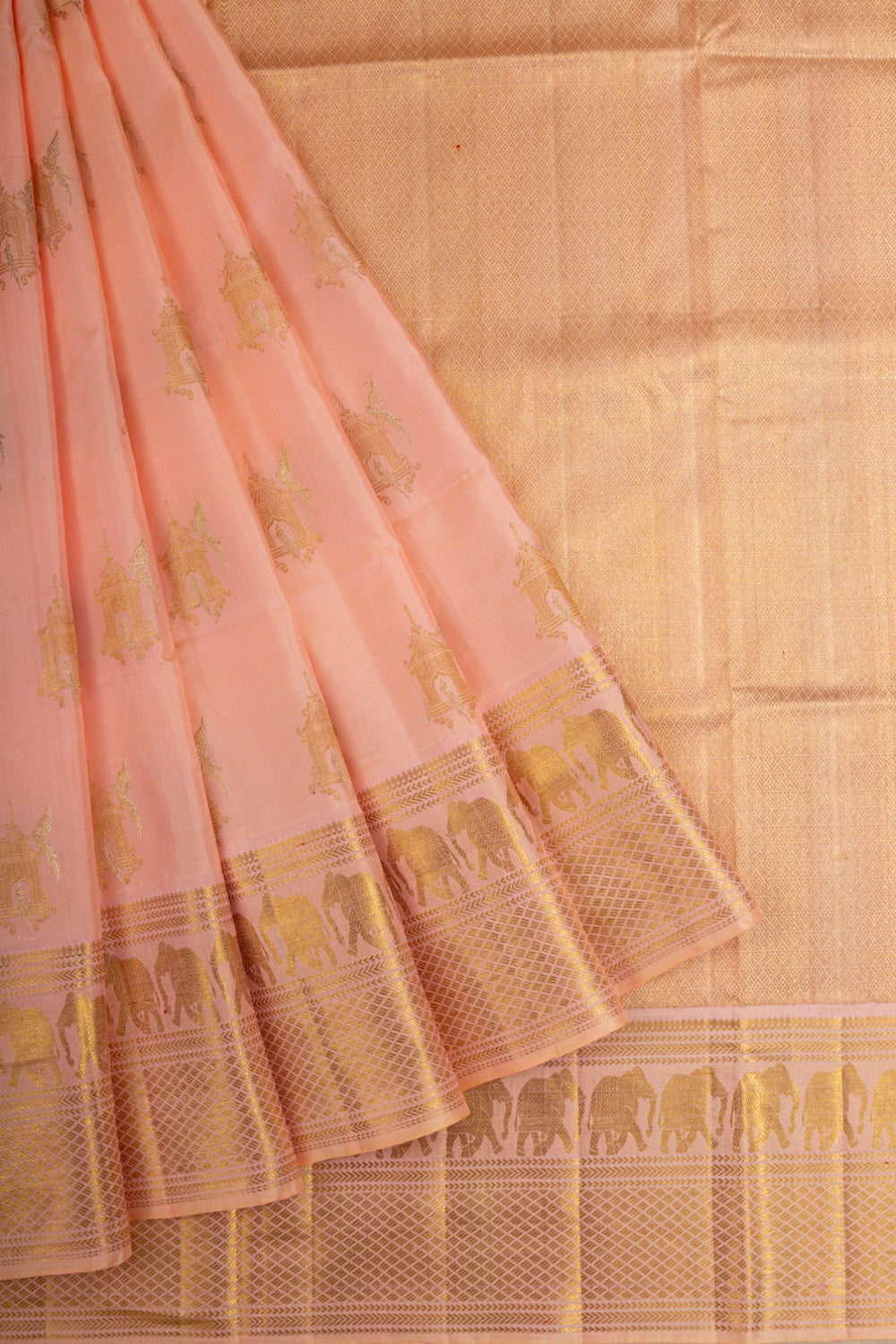 Banarasi Silk Butta Peach Saree