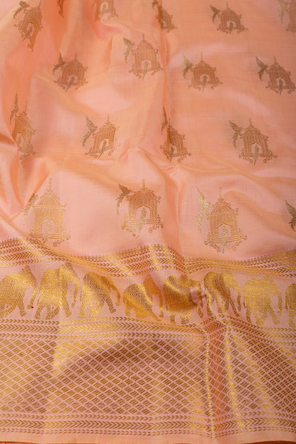 Kanchipuram Silk Butta Peach Saree