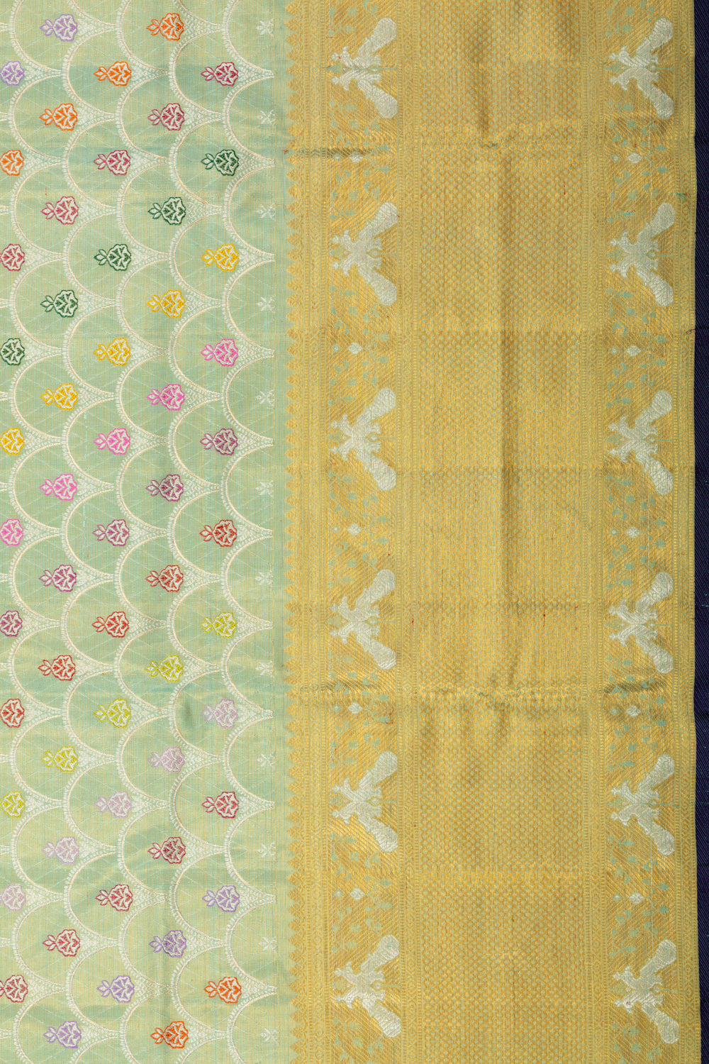 Kanchipuram Silk Tissue Brocade Pastel Green Saree