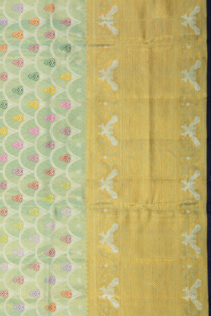 Kanchipuram Silk Tissue Brocade Pastel Green Saree