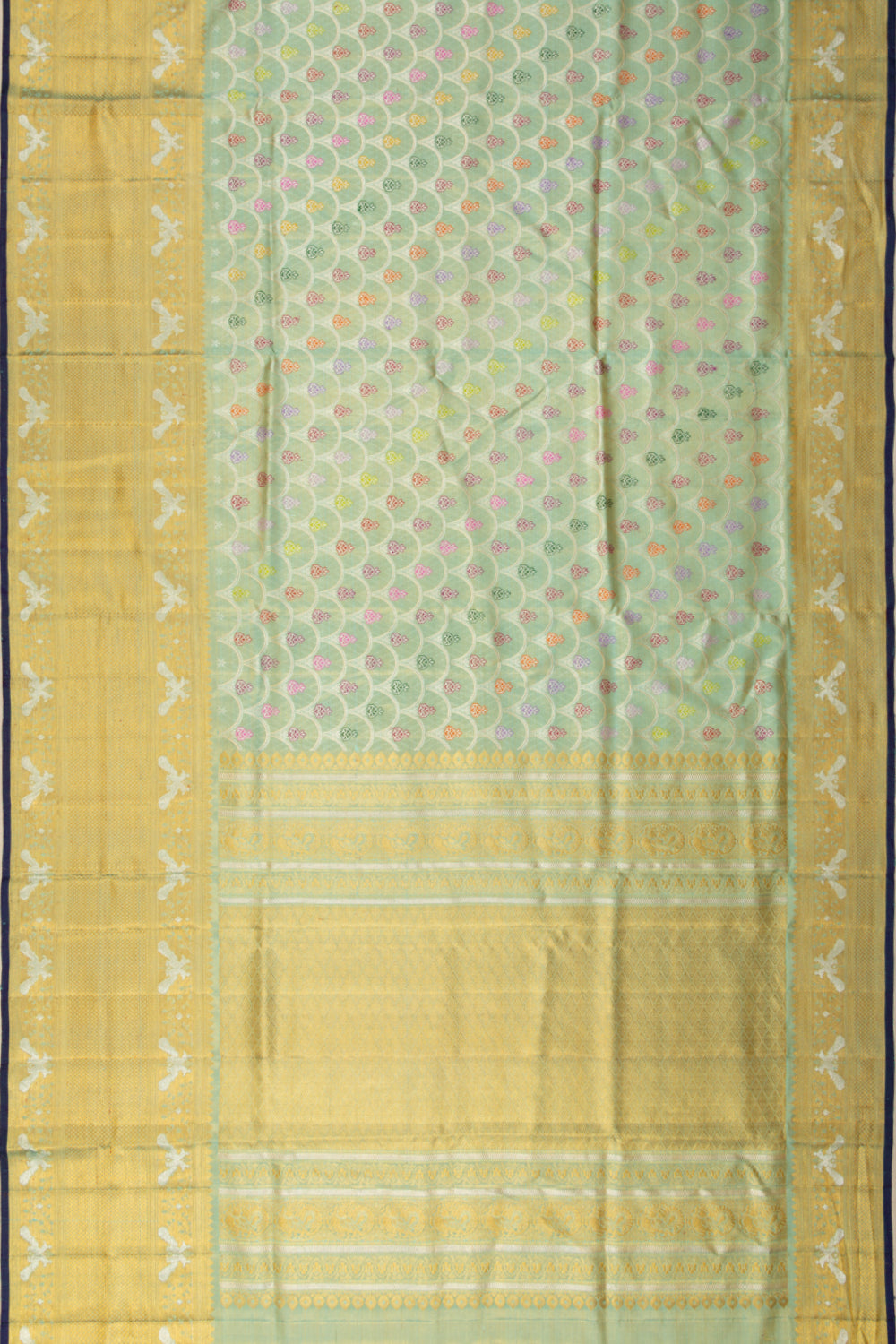 Kanchipuram Silk Tissue Brocade Pastel Green Saree