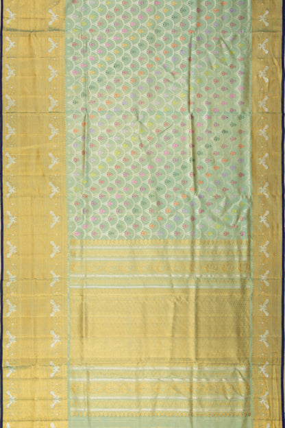 Kanchipuram Silk Tissue Brocade Pastel Green Saree