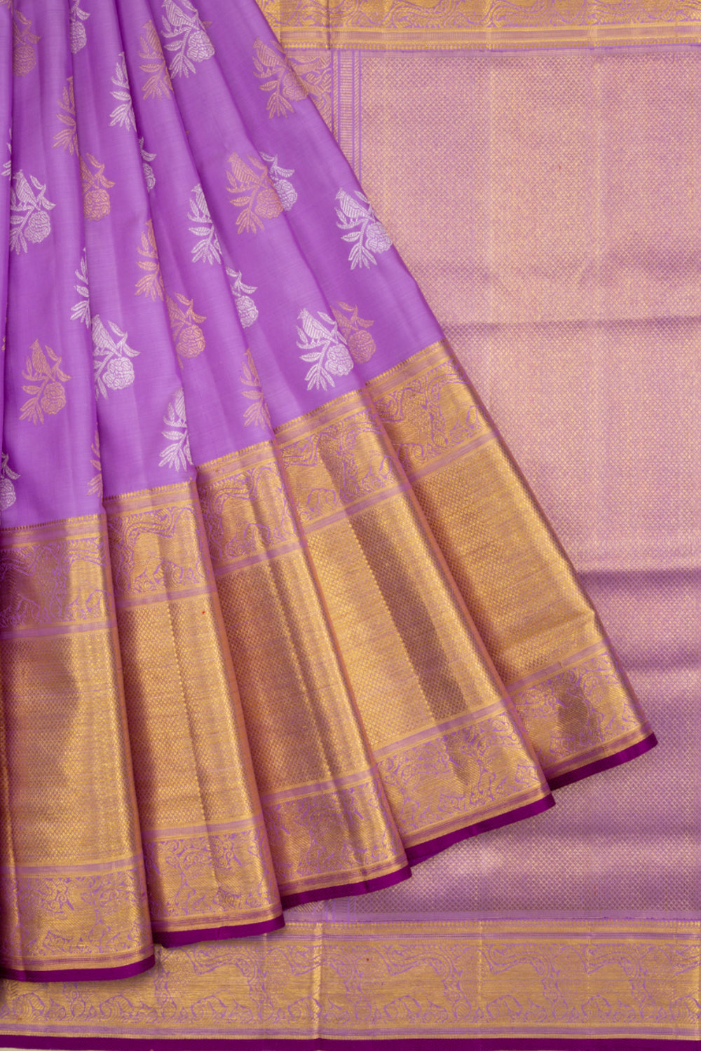 Kanchipuram Silk Butta Lavender Saree