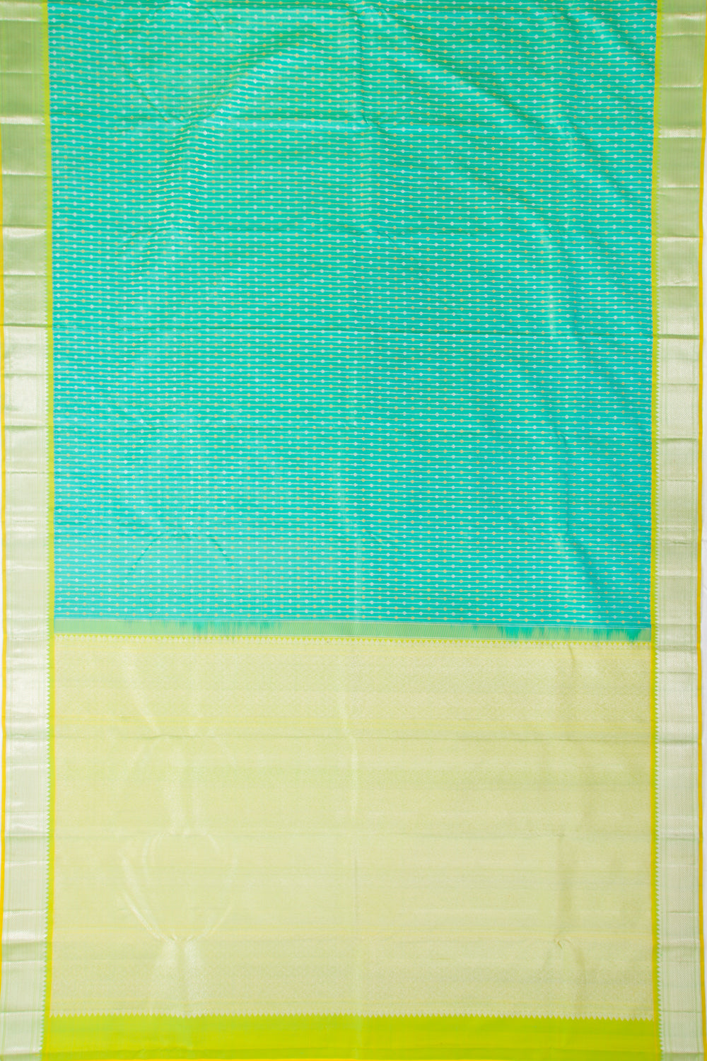 Kanchipuram Silk Vertical Lines Dual Tone Blue And Green Saree