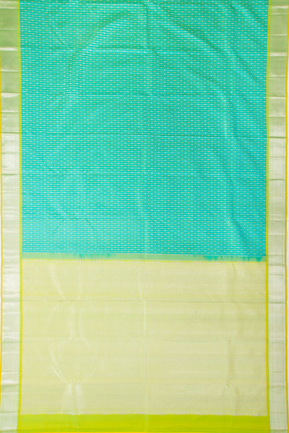 Kanchipuram Silk Vertical Lines Dual Tone Blue And Green Saree